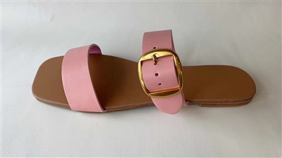 Pink Fashion Hlau Round Buckle Sandals